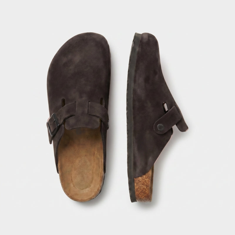 Tropea Suede Clog Dark Brown