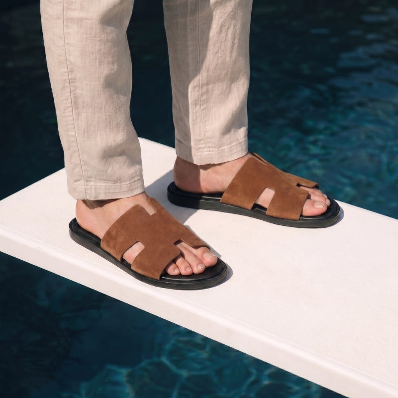 Monaco Slide Suede Cognac Brown