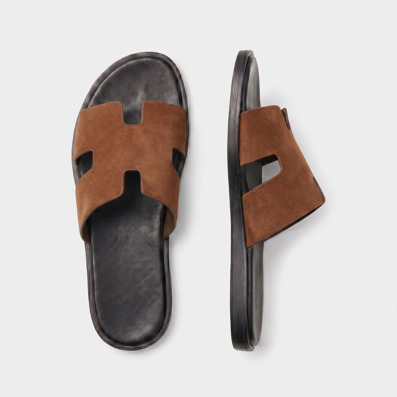 Monaco Slide Suede Cognac Brown