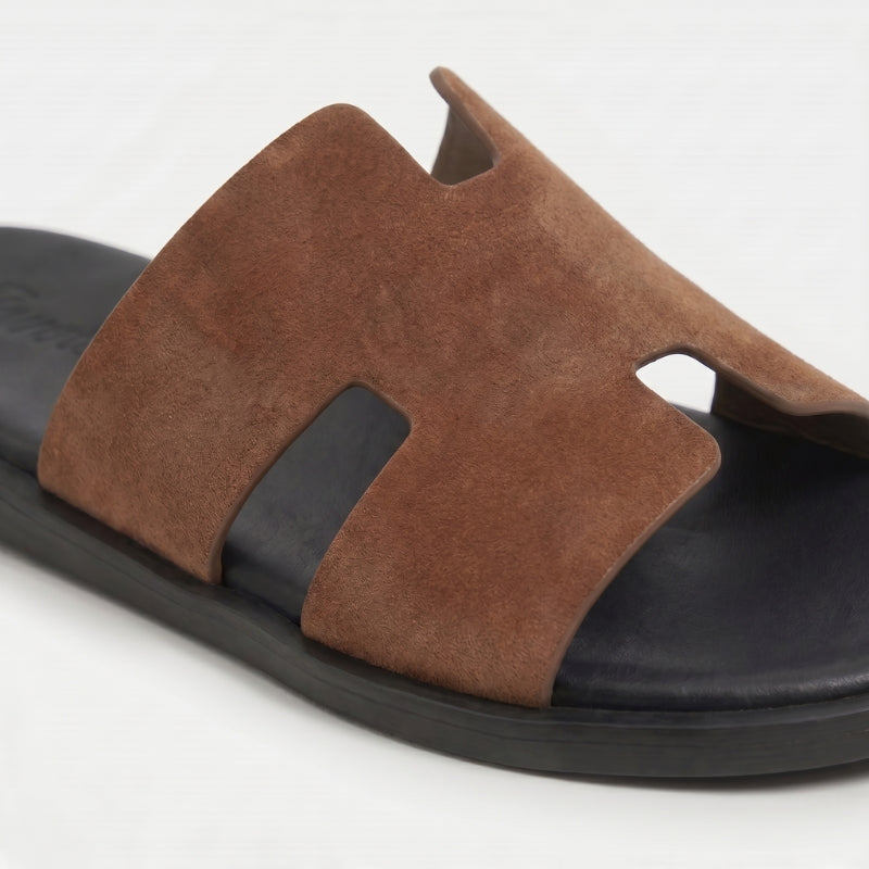 Monaco Slide Suede Cognac Brown