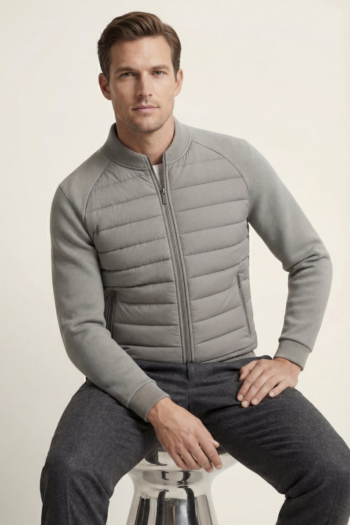 Vicenza Wool Padded Jacket Grey