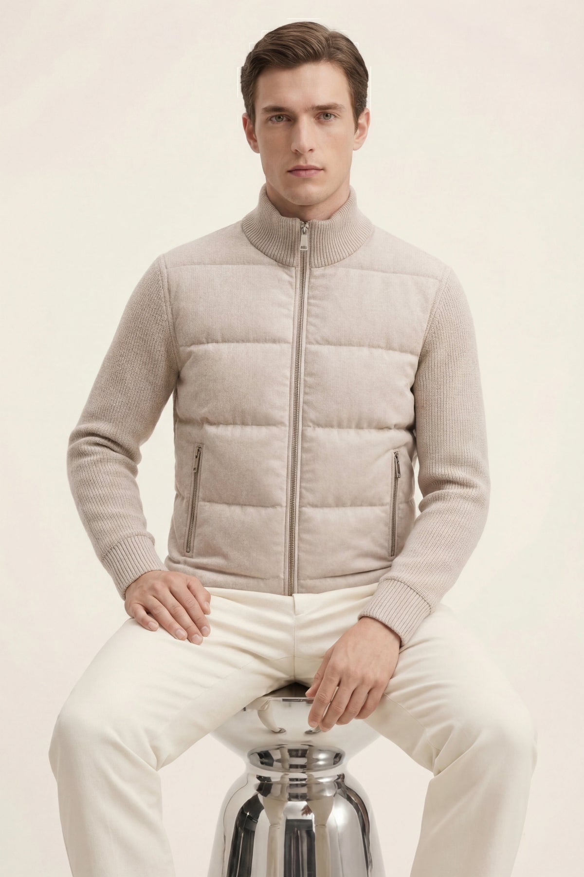 Modena Quilted Knit Jacket Ivory