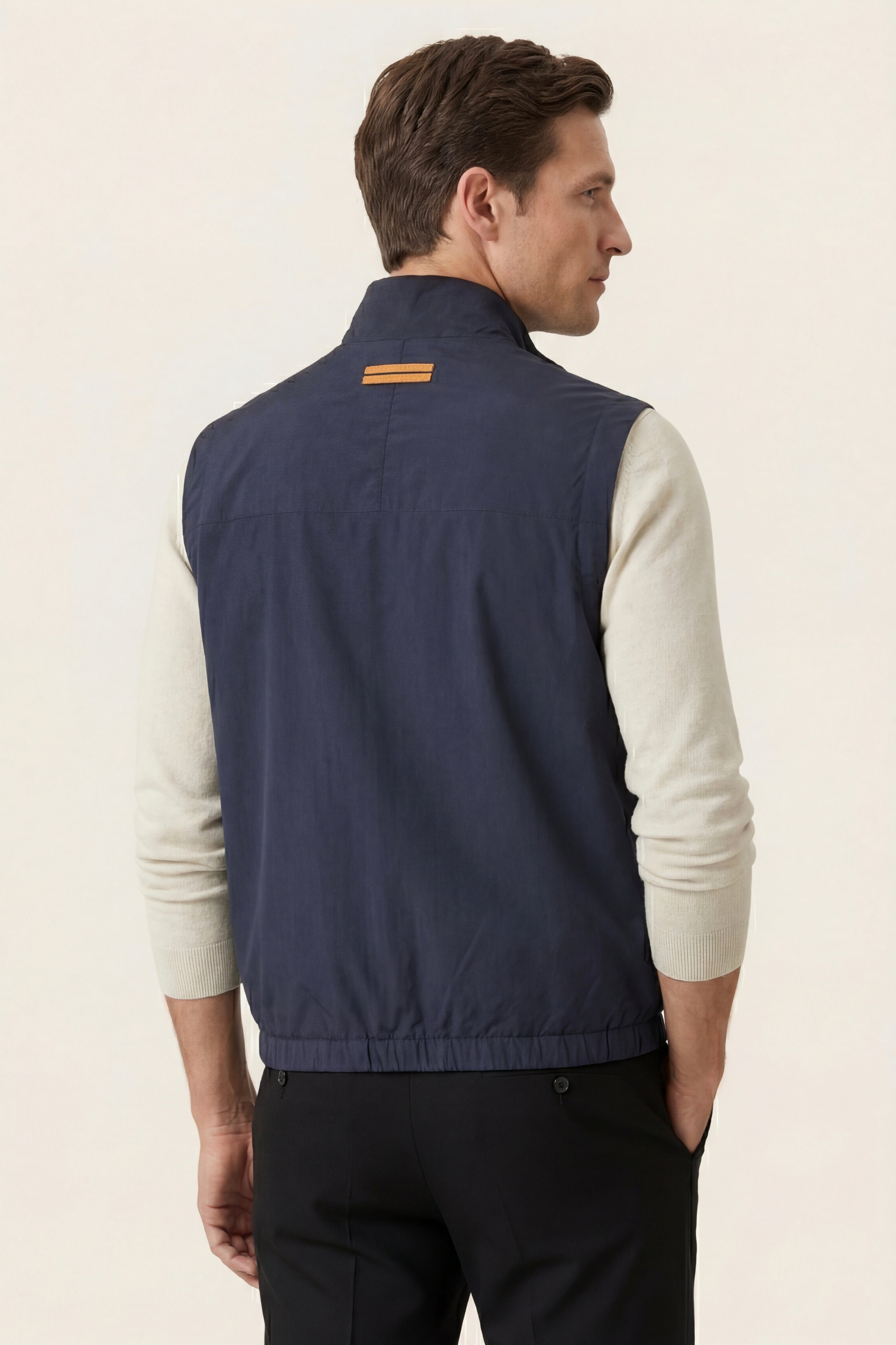 Lecco Stand-Collar Zip Vest Navy