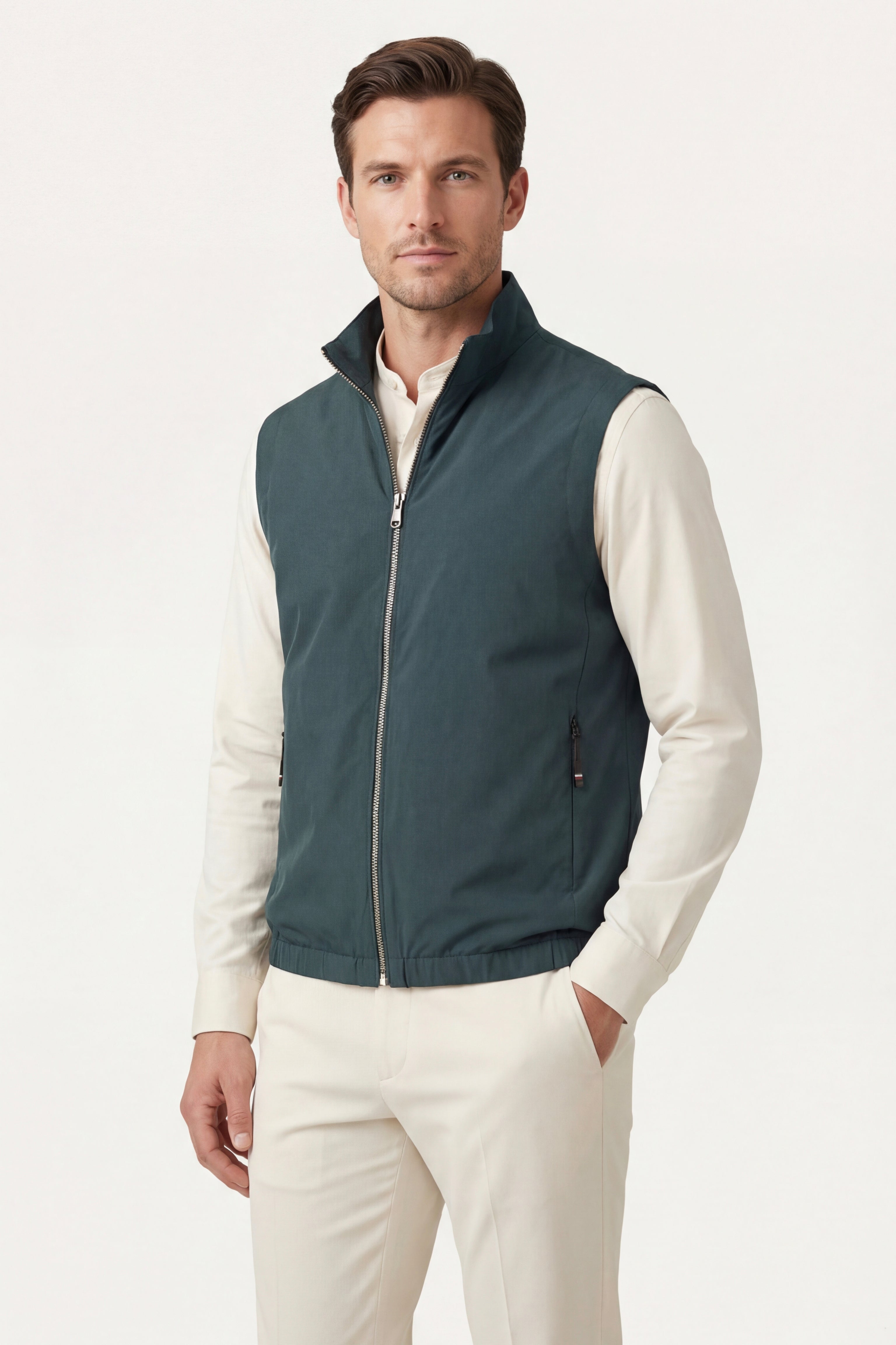 Lecco Stand-Collar Zip Vest Pino