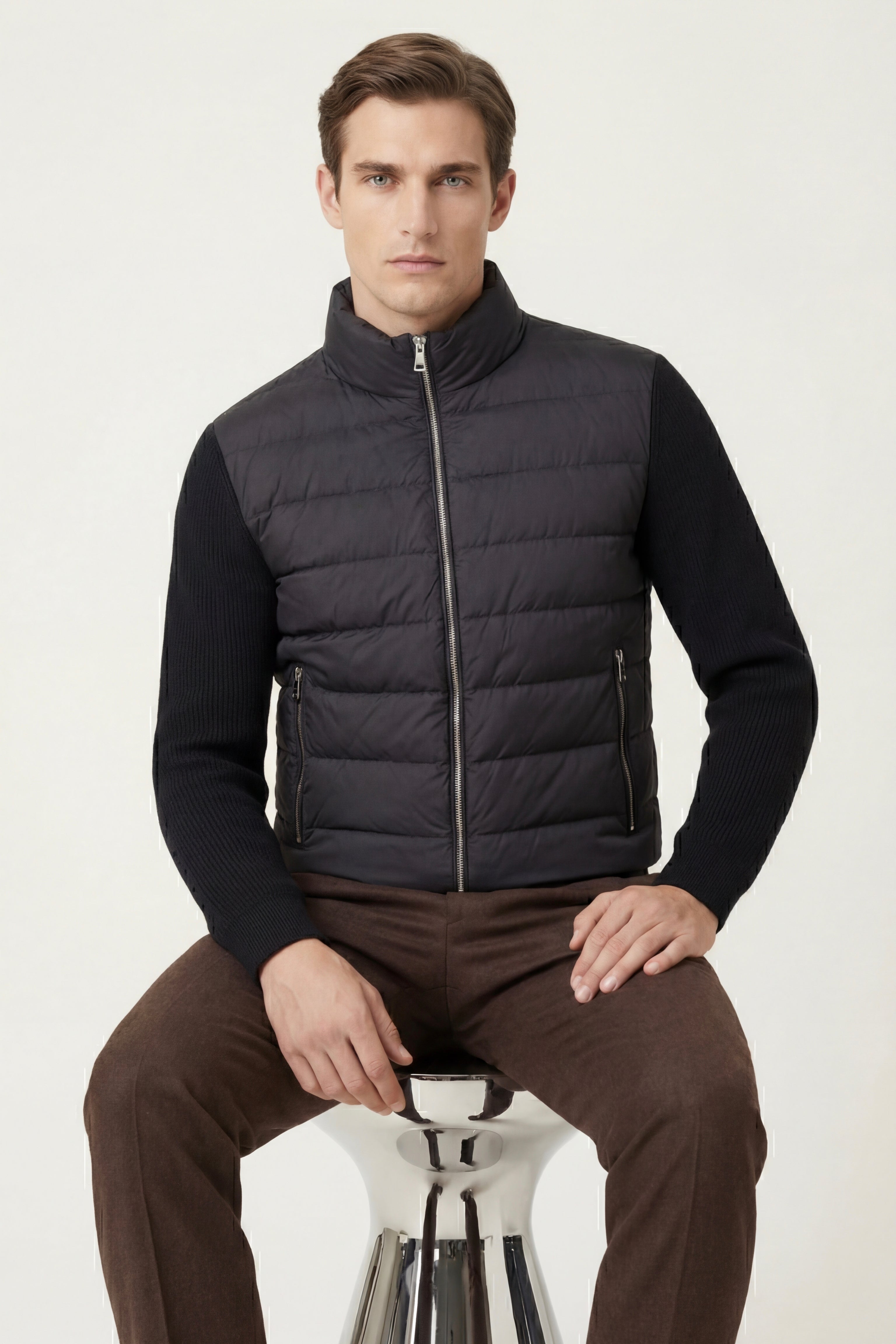 Ferrara Quilted Knit Hybrid Jacket Black