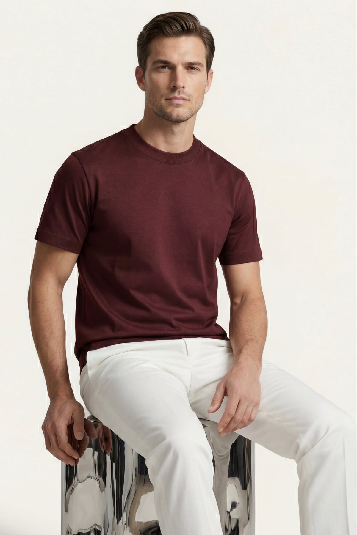 Verona Lustre Tee Burgundy