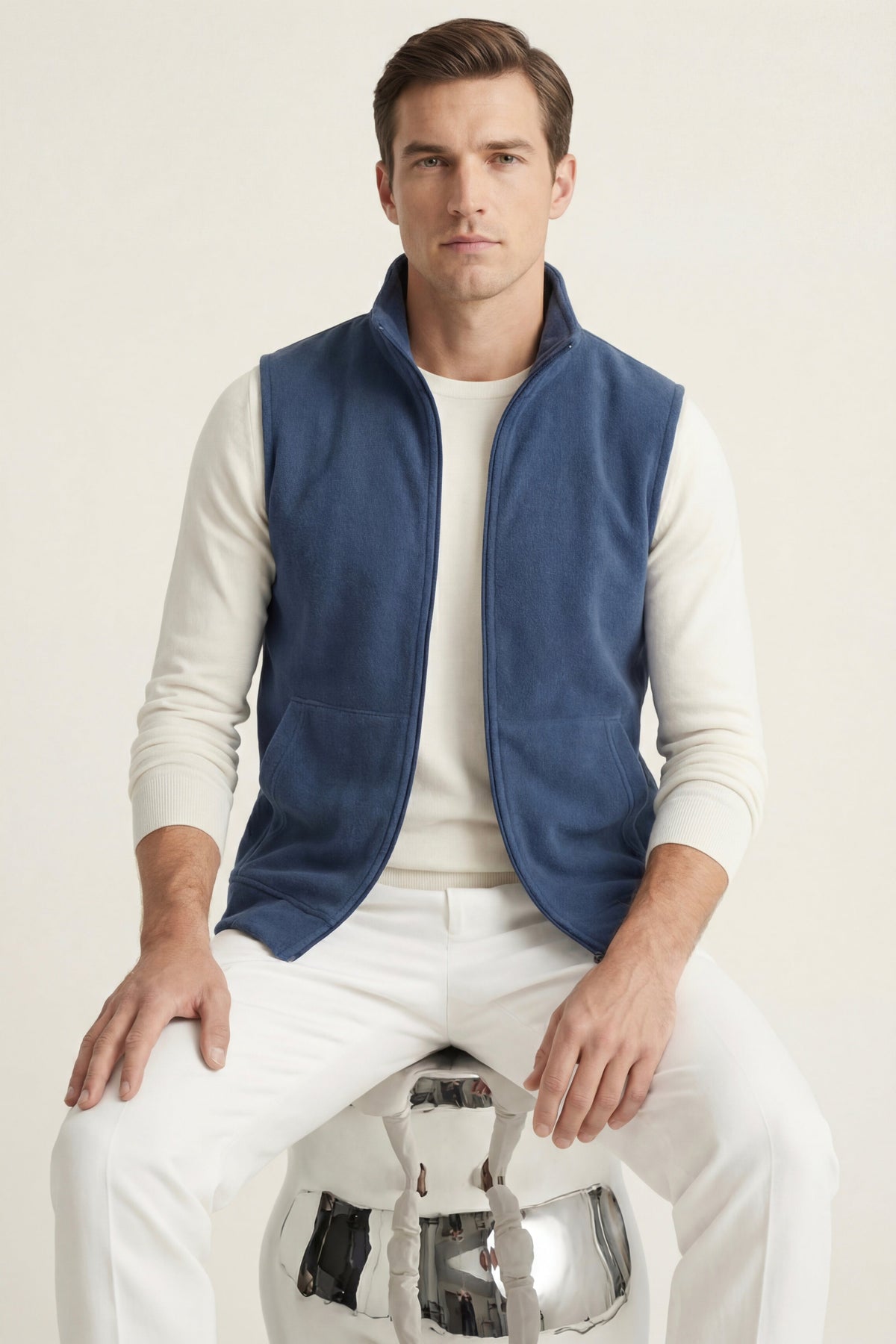Livigno Brushed Fleece Vest Denim