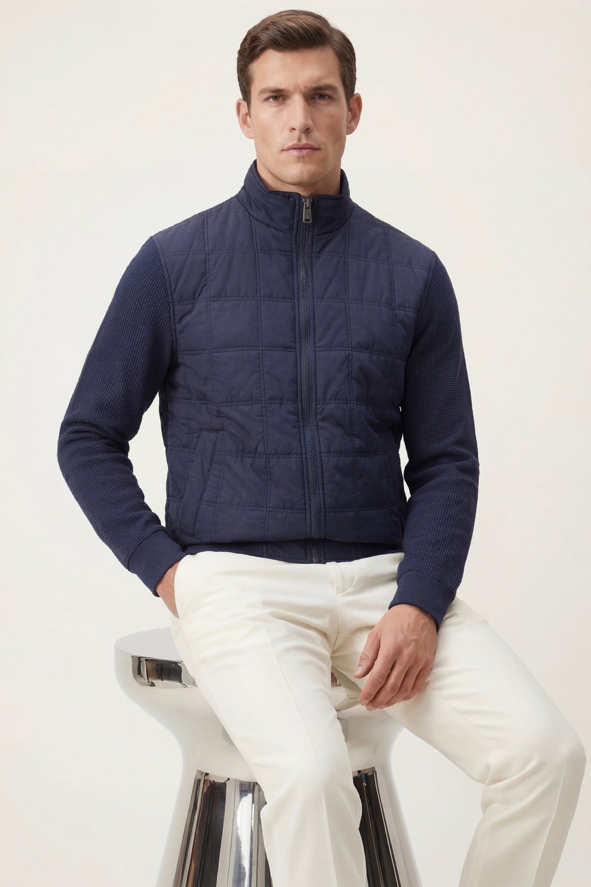 Treviso Quilted Hybrid Jacket Dark Blue