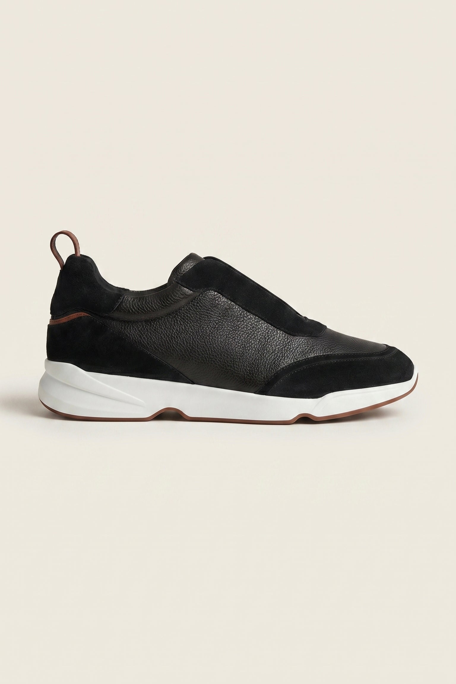Livorno Leather Slip-On Runner Black
