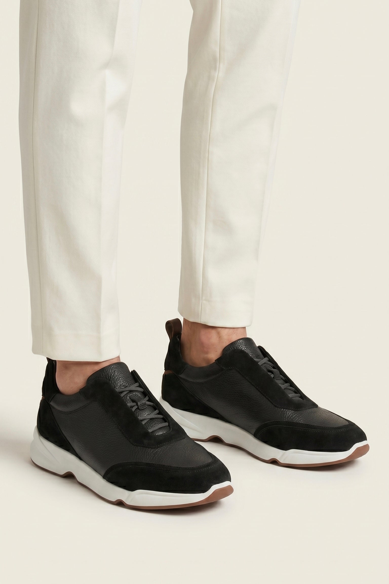 Livorno Leather Slip-On Runner Black