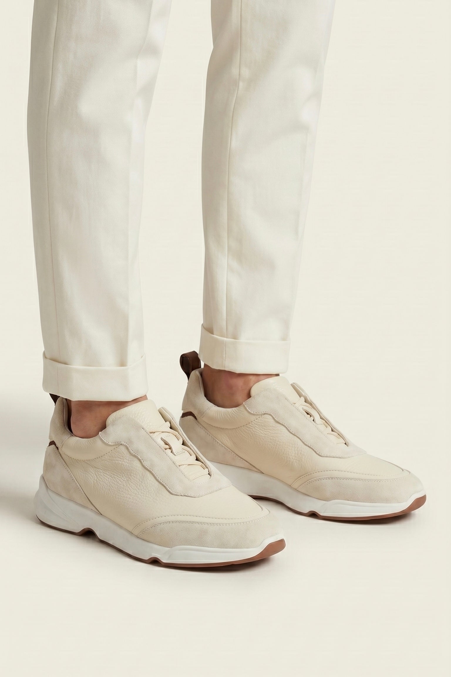 Livorno Leather Slip-On Runner Cream White