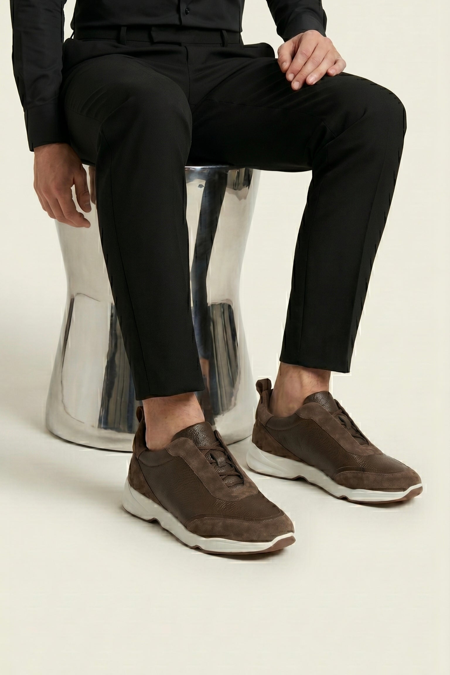 Livorno Leather Slip-On Runner Dark Brown