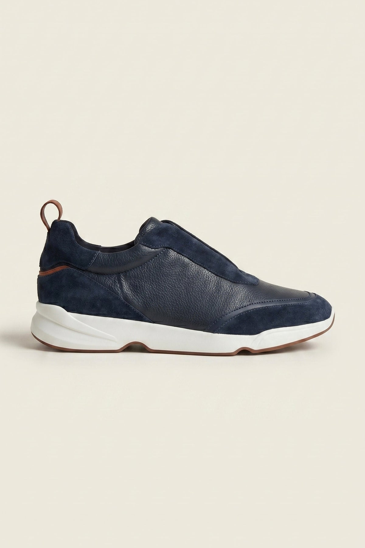 Livorno Leather Slip-On Runner Navy Blue