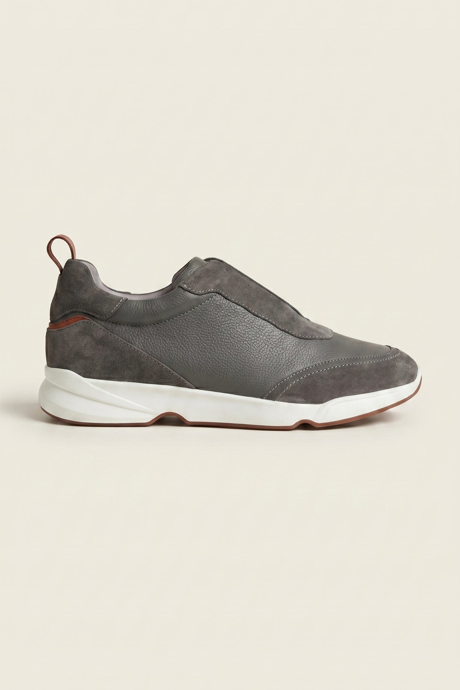 Livorno Leather Slip-On Runner Dark Grey