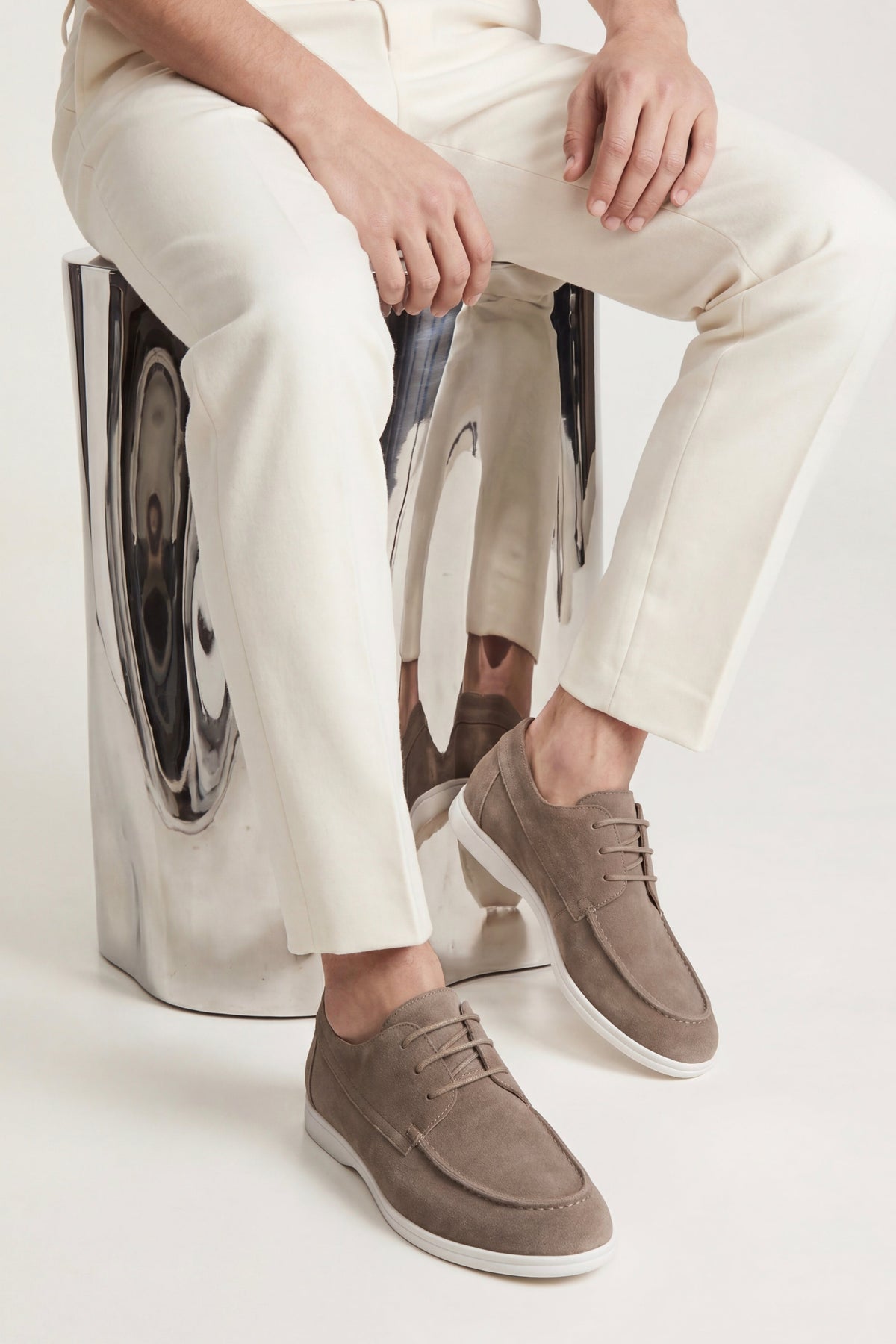 Rimini Suede Boat Shoe Taupe Grey