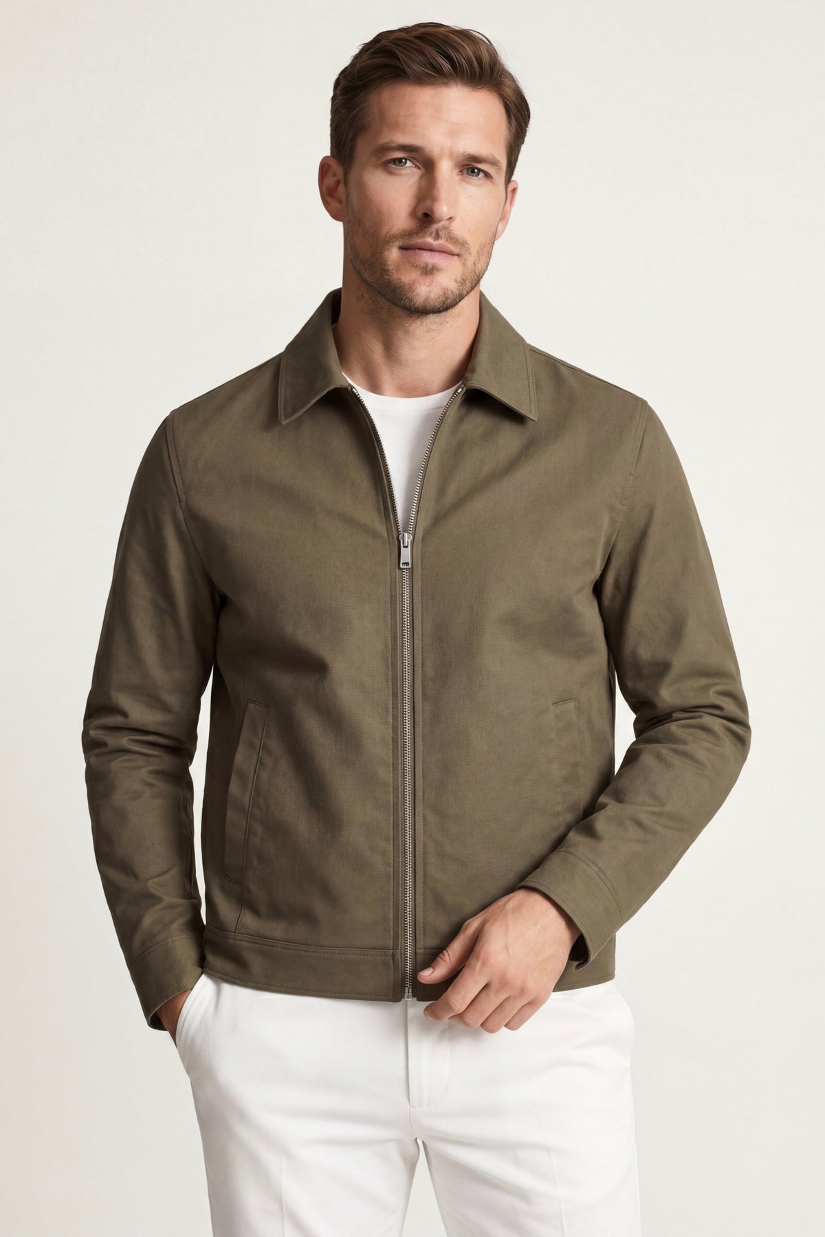 Ravenna Lightweight Zip Jacket Khaki