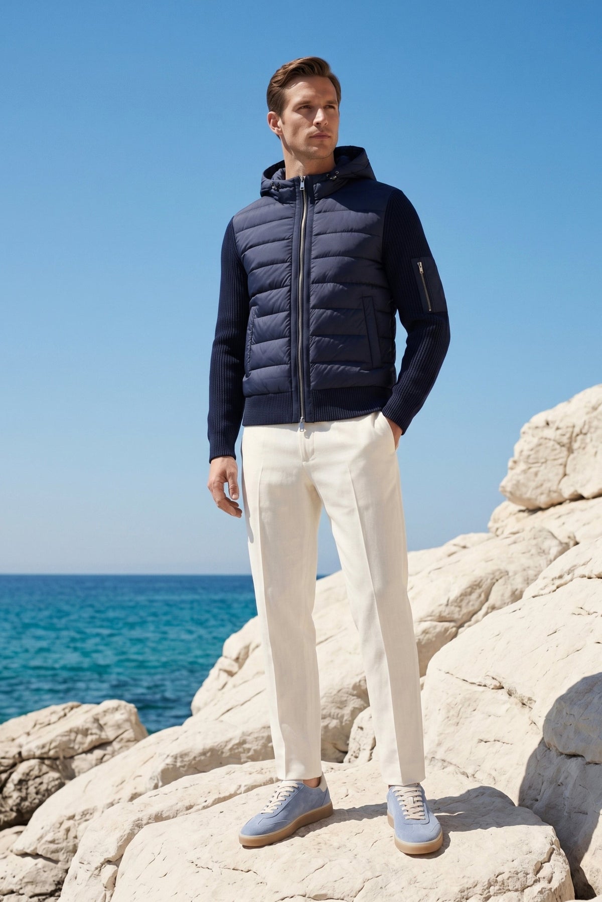 Sondrio Hybrid Zip Jacket Navy