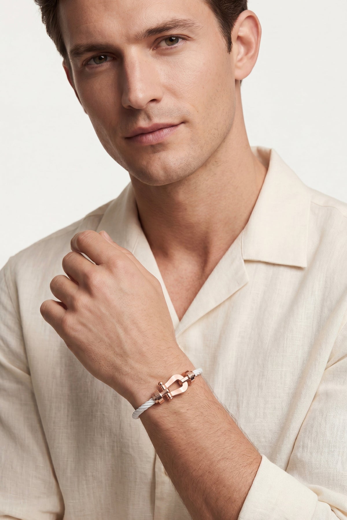 Levanto Rose Gold Rope Bracelet Chalk White