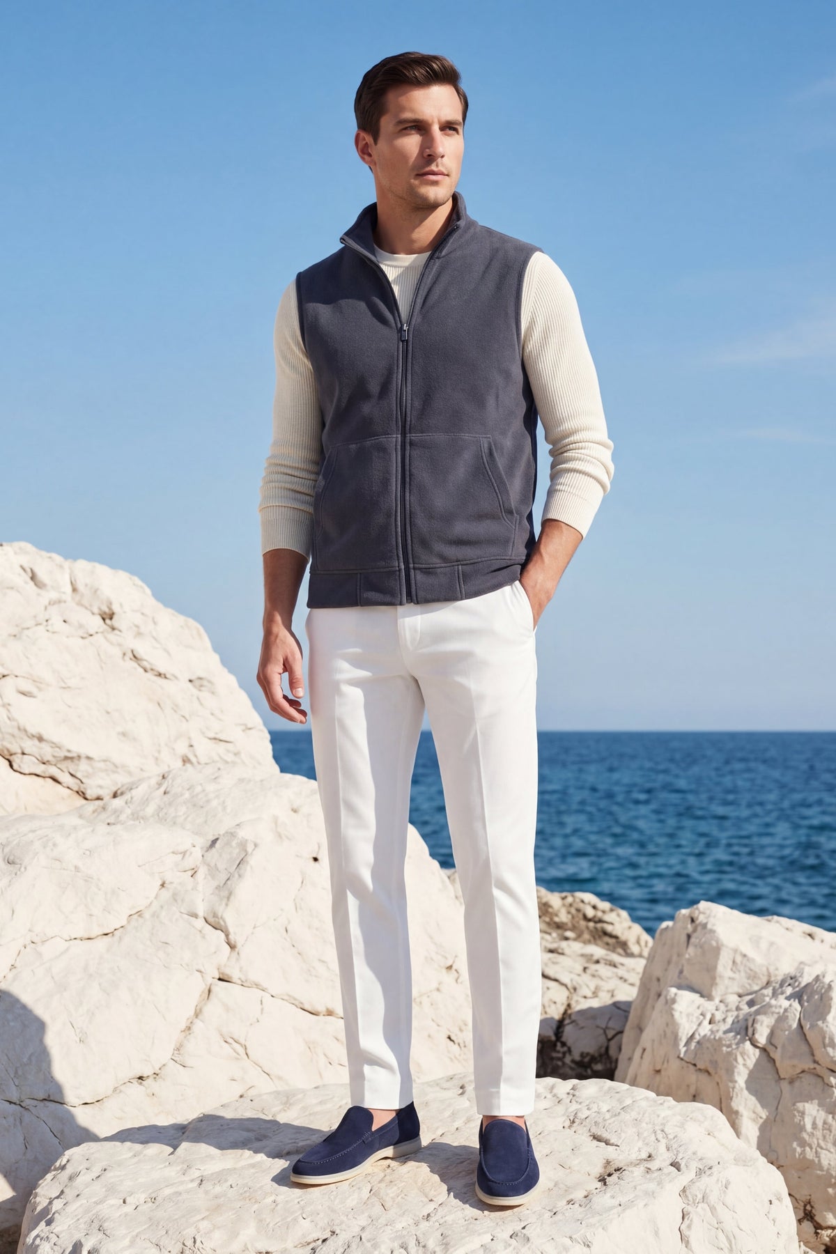Livigno Brushed Fleece Vest Slate