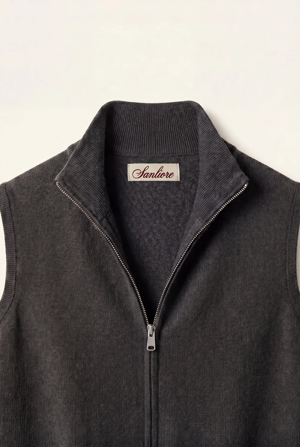 Biella Merino Zip Vest Dark Grey