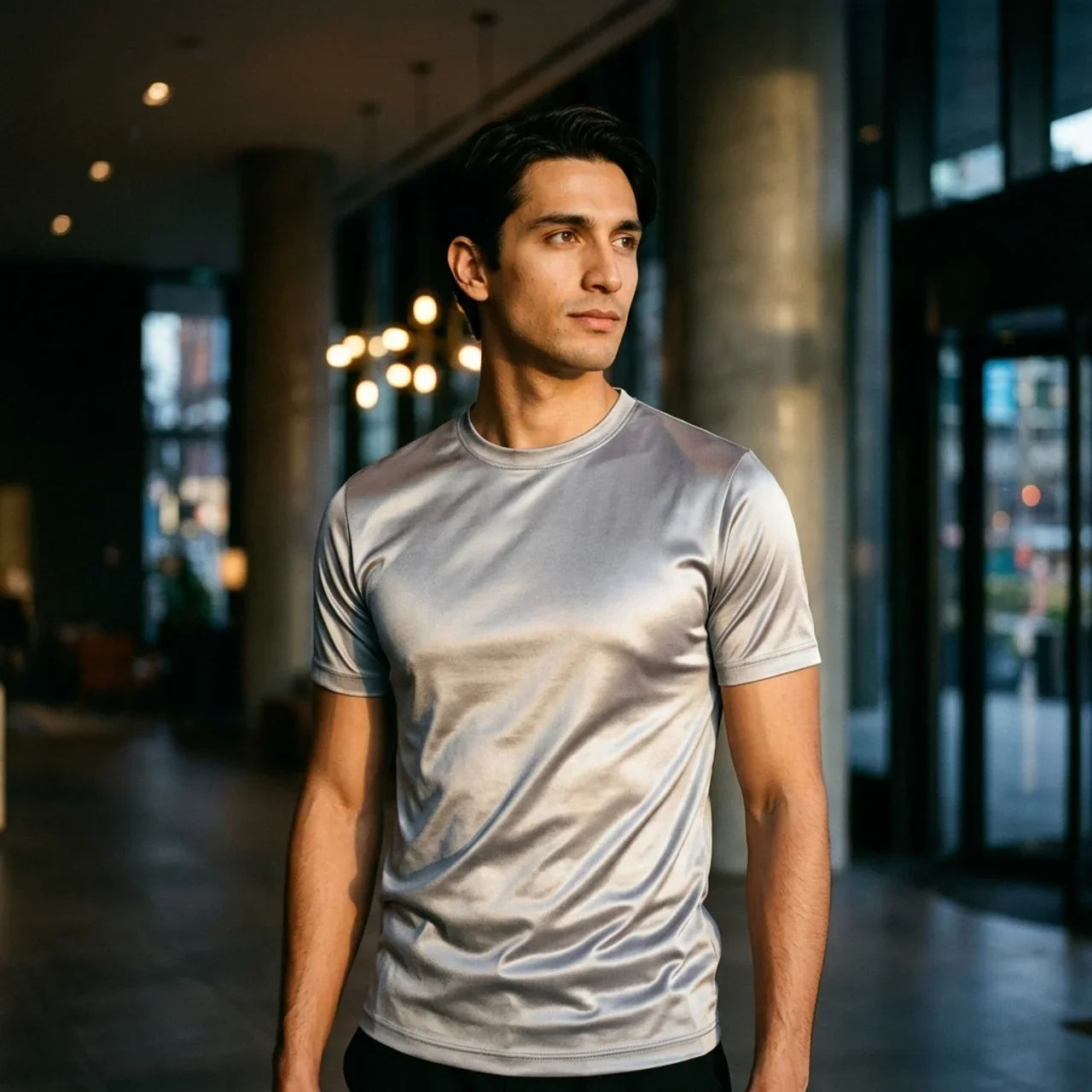 Verona High Lustre Tee Light Grey
