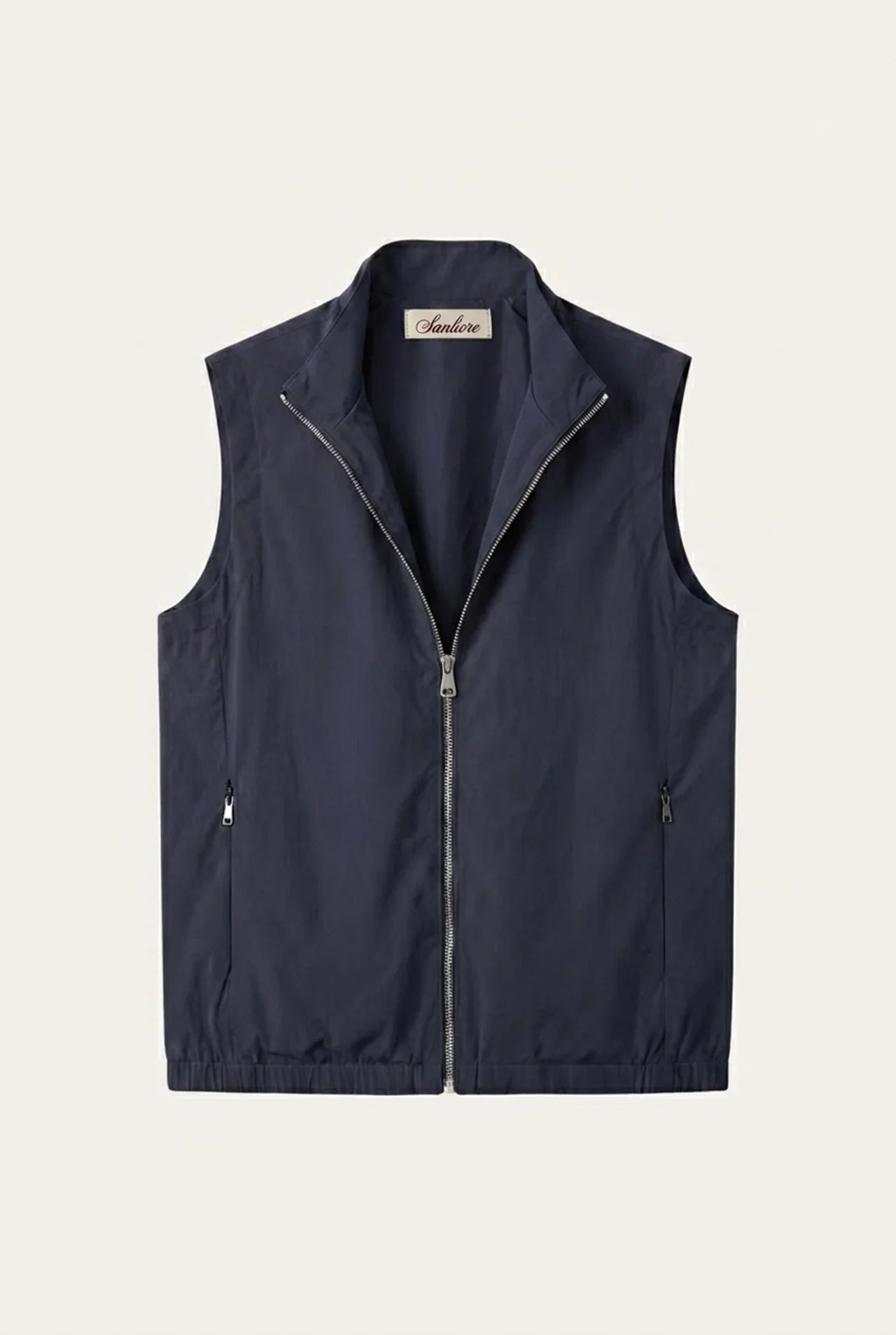 Lecco Stand-Collar Zip Vest Navy