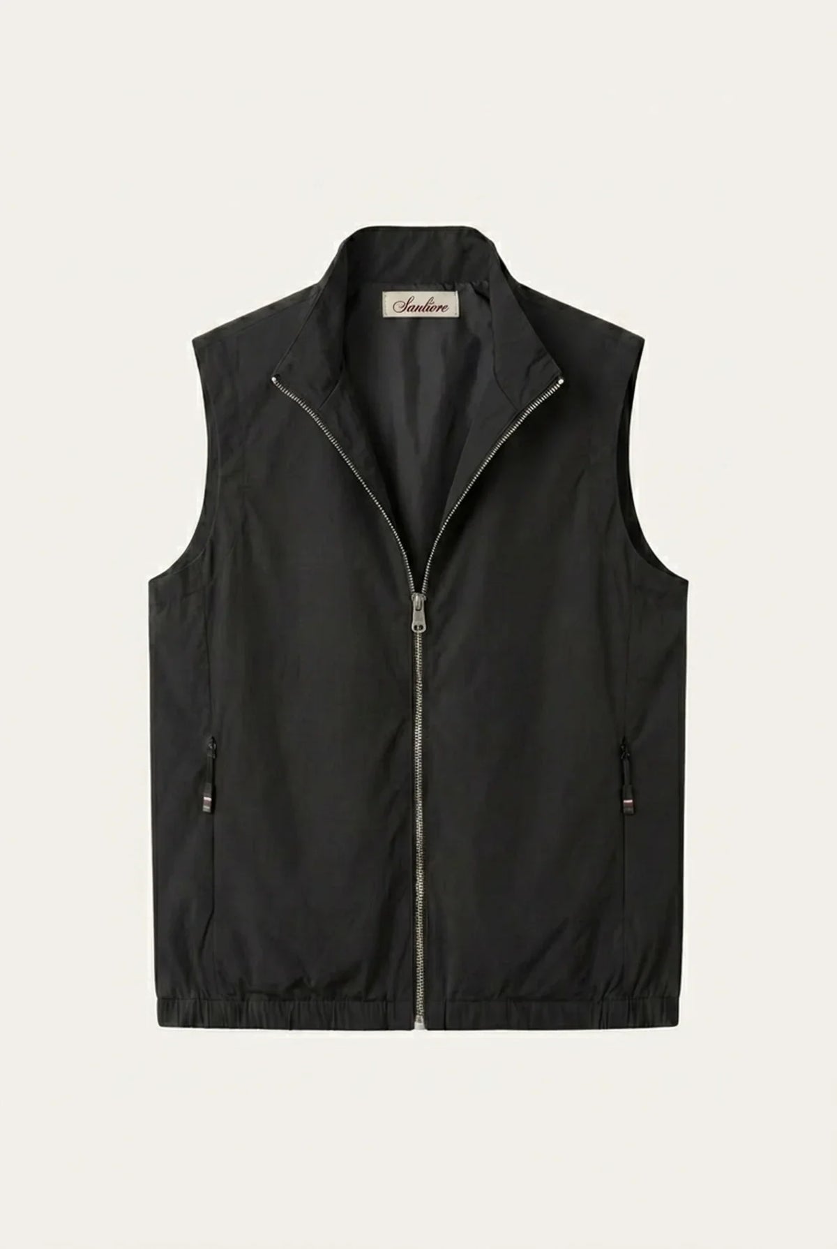 Lecco Stand-Collar Zip Vest Black