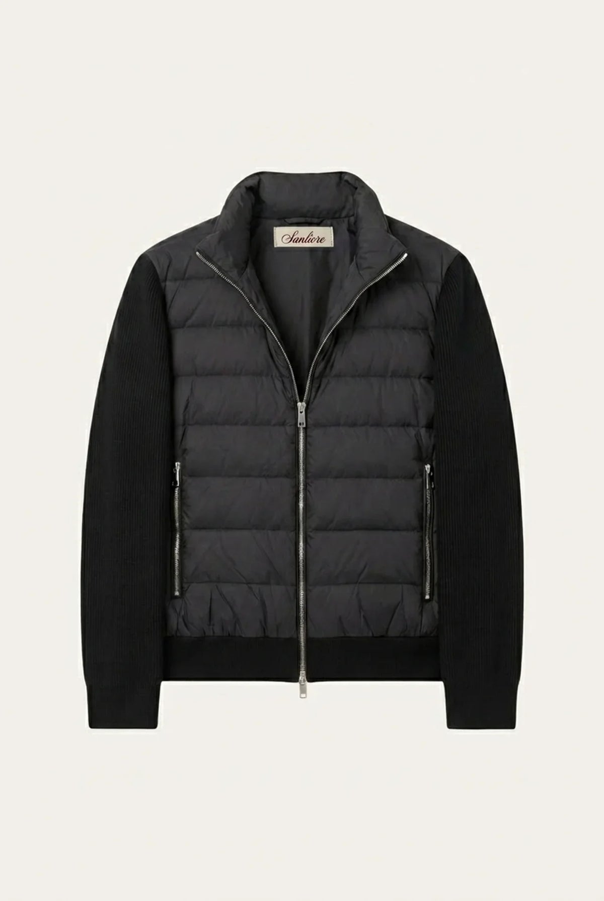 Ferrara Quilted Knit Hybrid Jacket Black