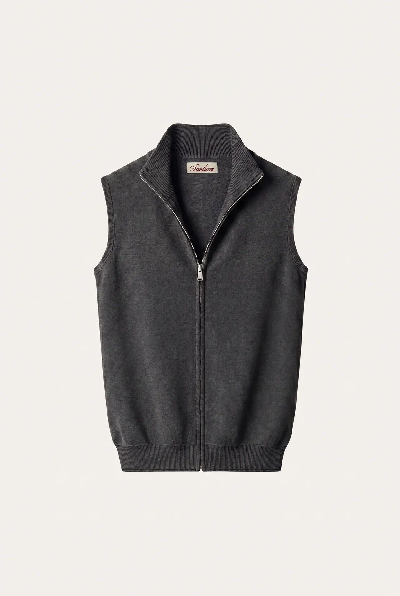 Biella Merino Zip Vest Dark Grey