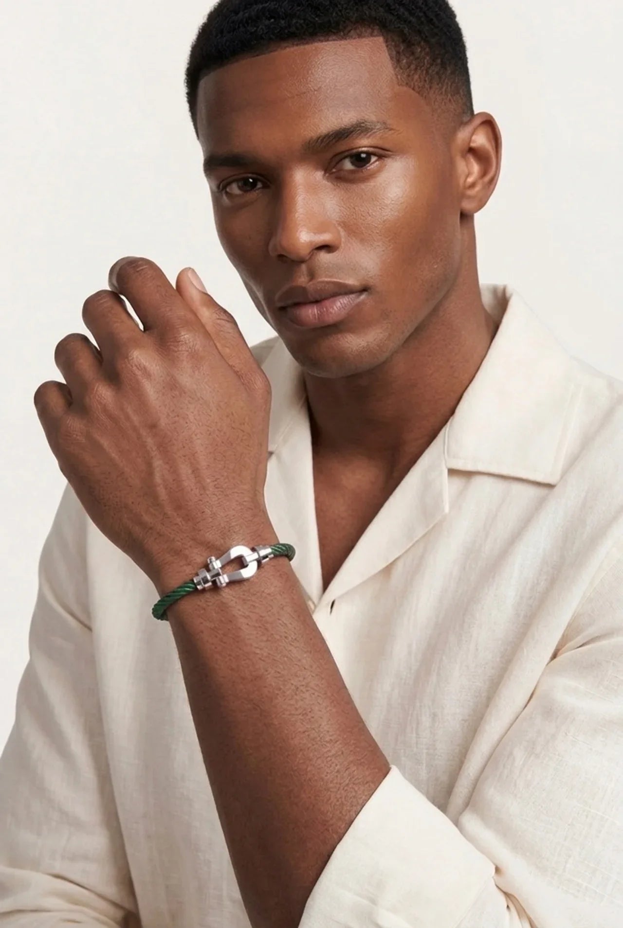 Levanto Platinum Rope Bracelet Forest Green