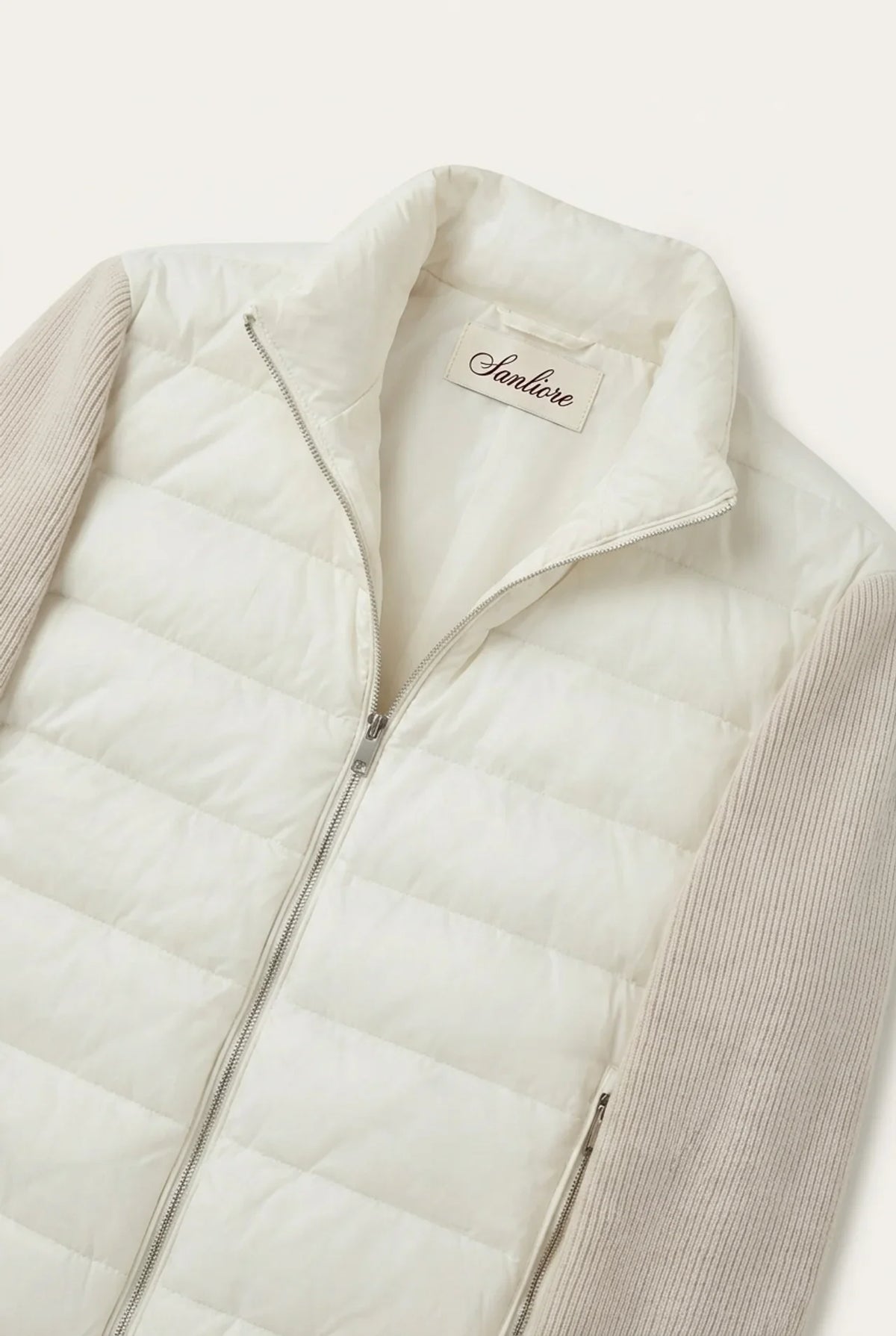 Ferrara Quilted Knit Hybrid Jacket Off White