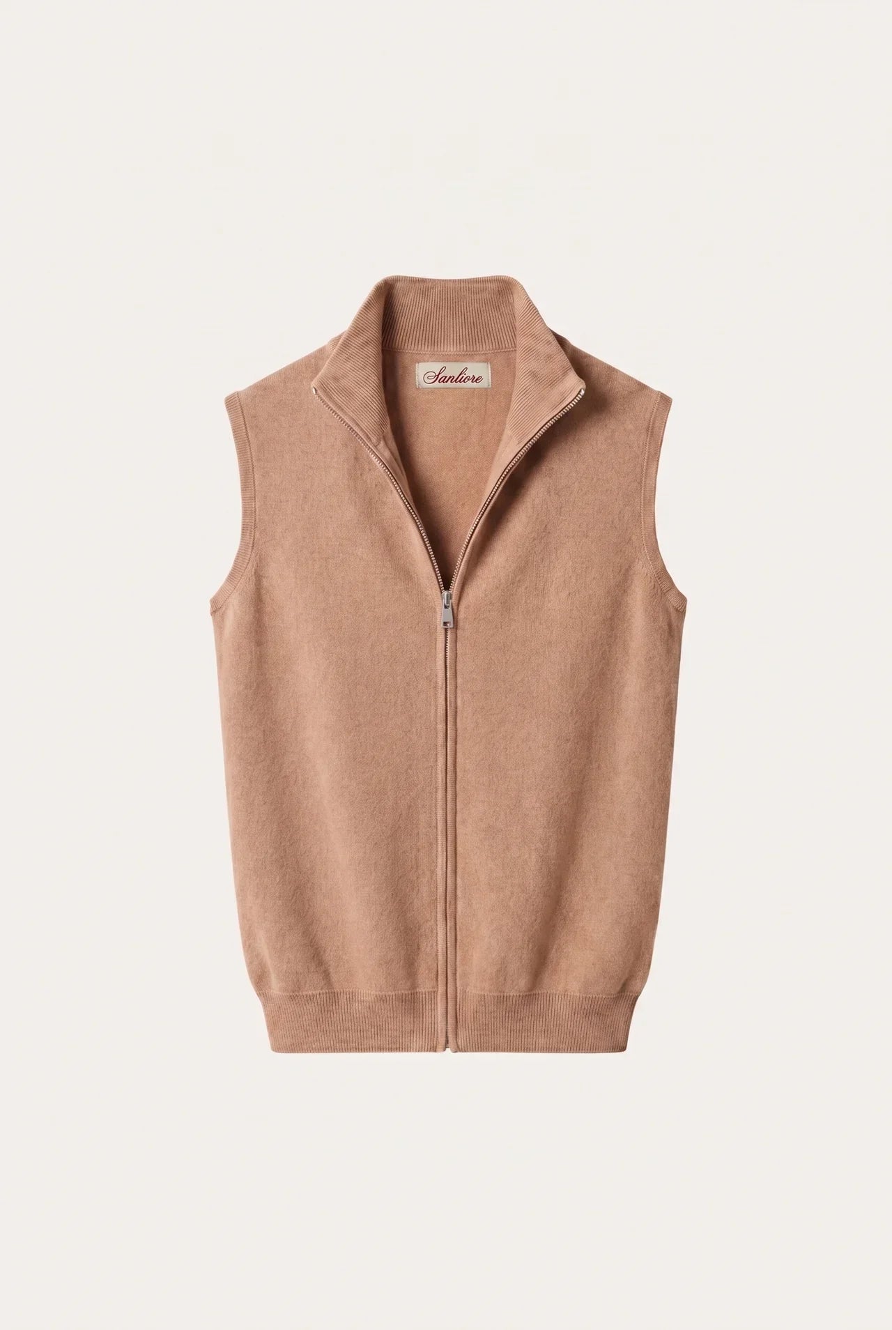 Biella Merino Zip Vest Camel