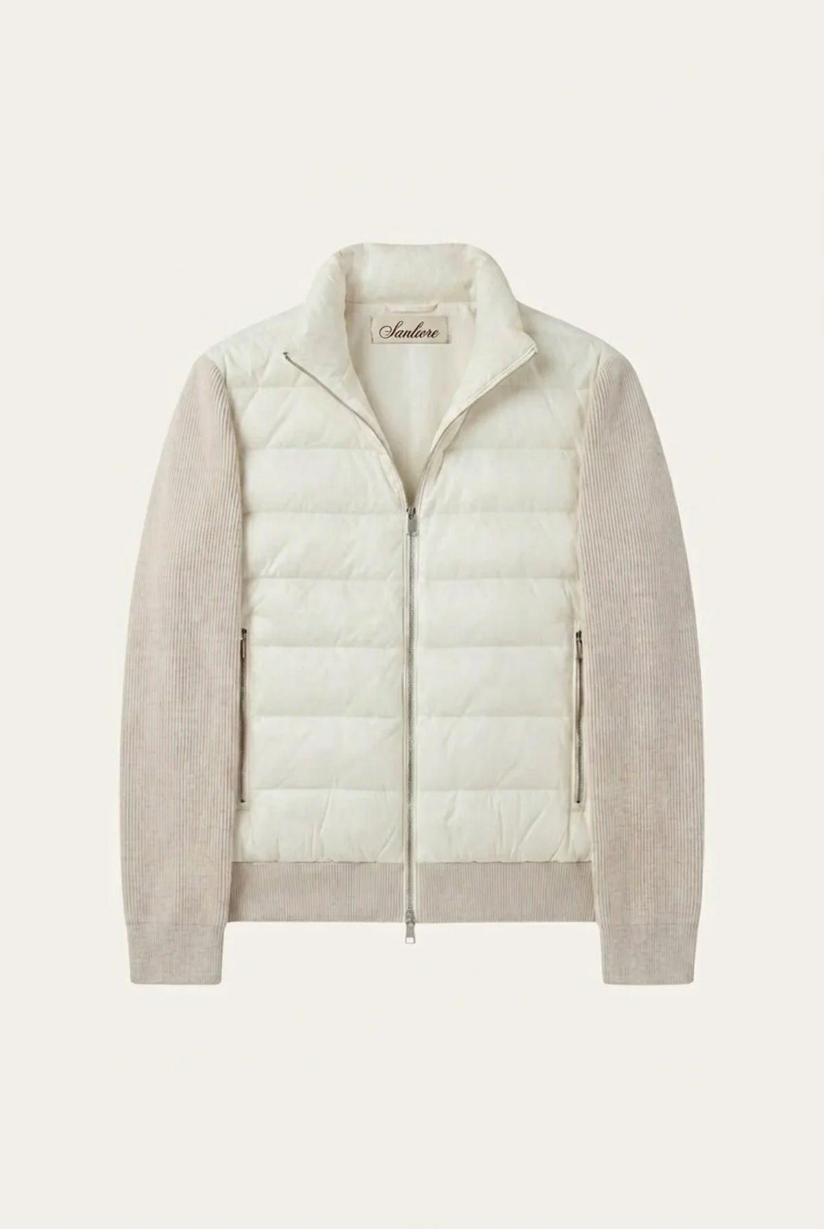 Ferrara Quilted Knit Hybrid Jacket Off White