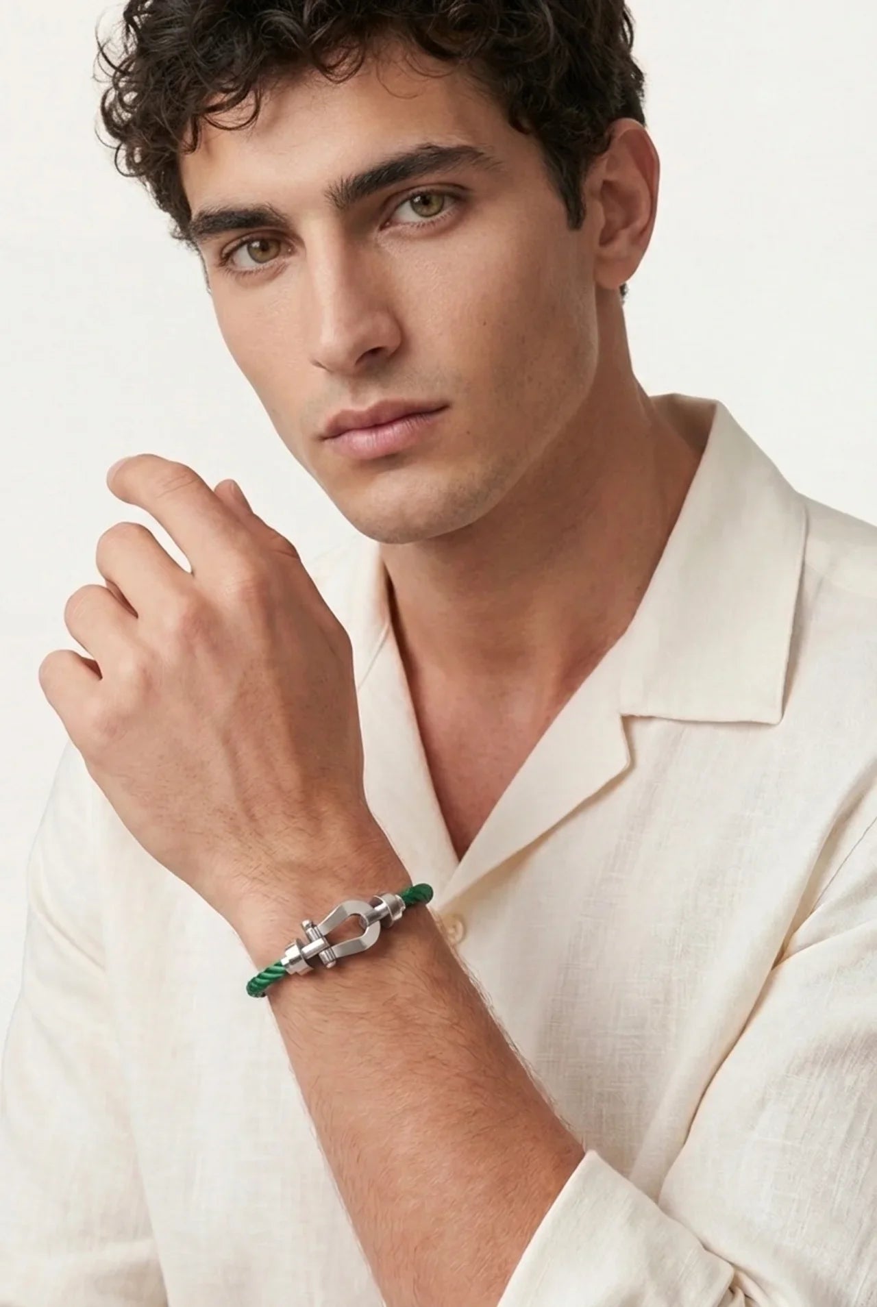Levanto Platinum Rope Bracelet Emerald Green