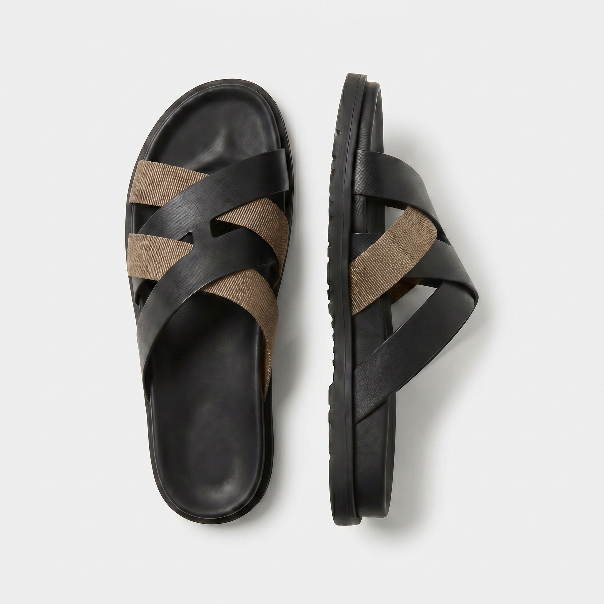 Riviera Cross Sandal Black/Tan