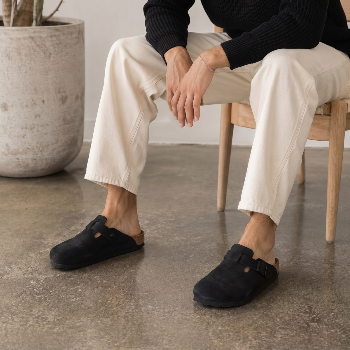 Tropea Suede Clog Black