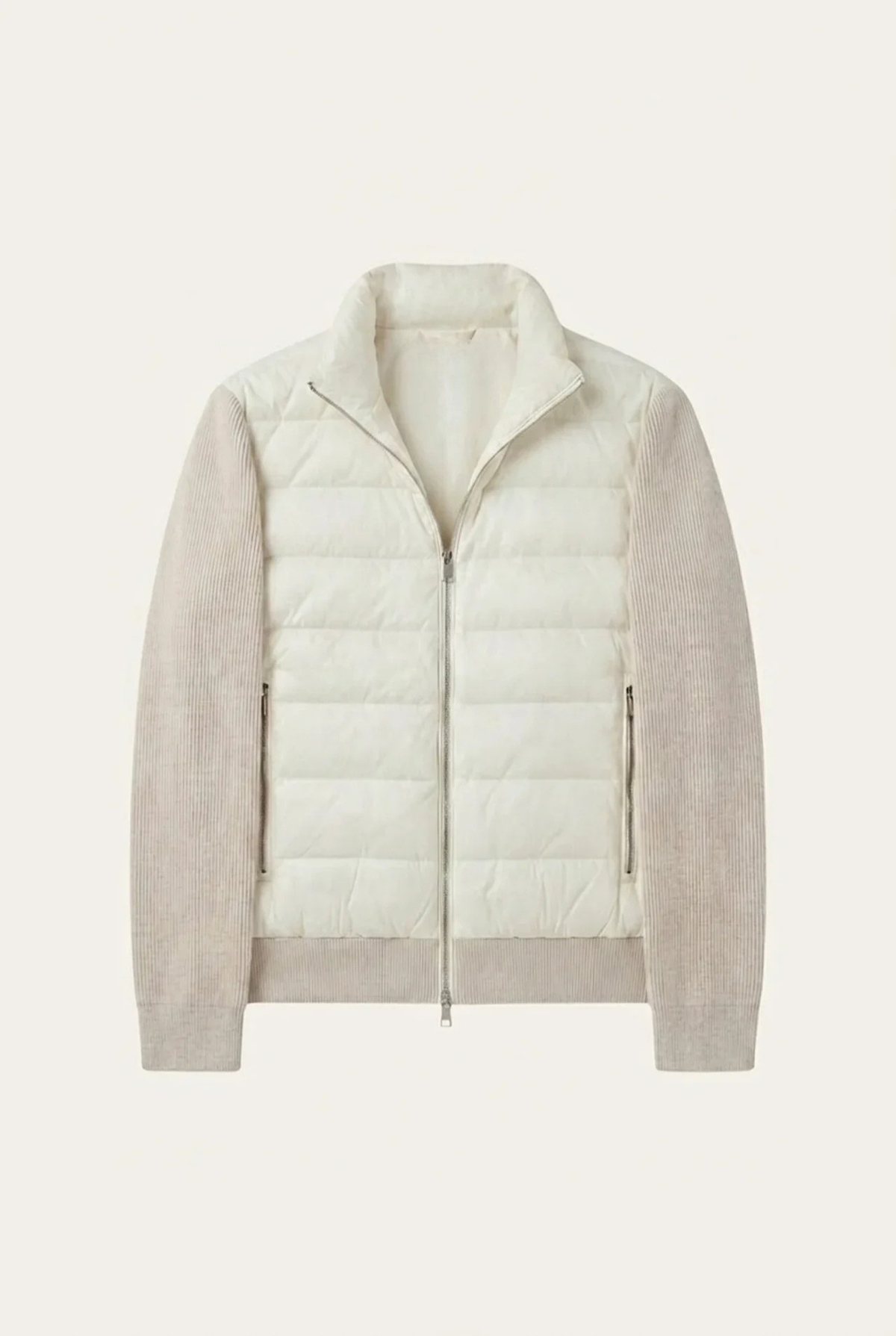 Ferrara Quilted Knit Hybrid Jacket Off White