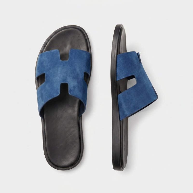Monaco Slide Suede Denim Blue