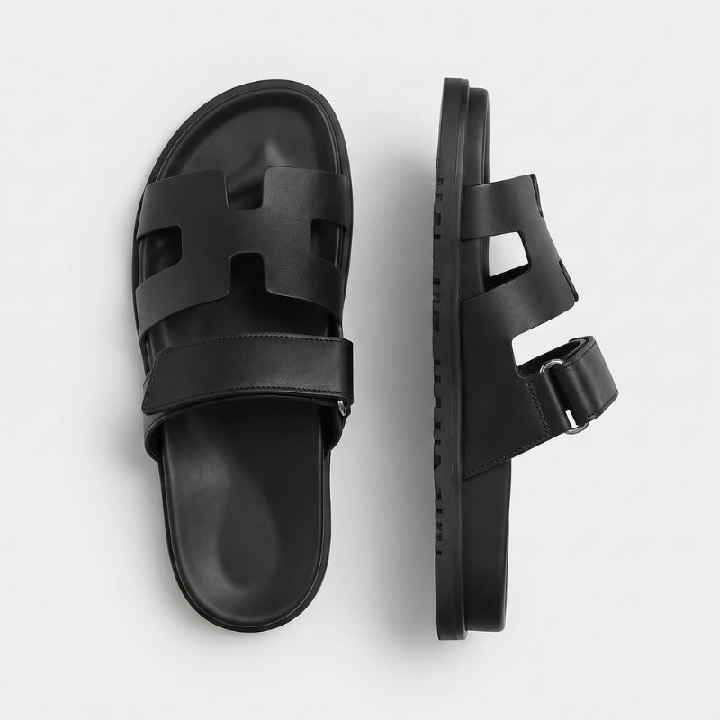 Cannes Slide Leather Onyx Black