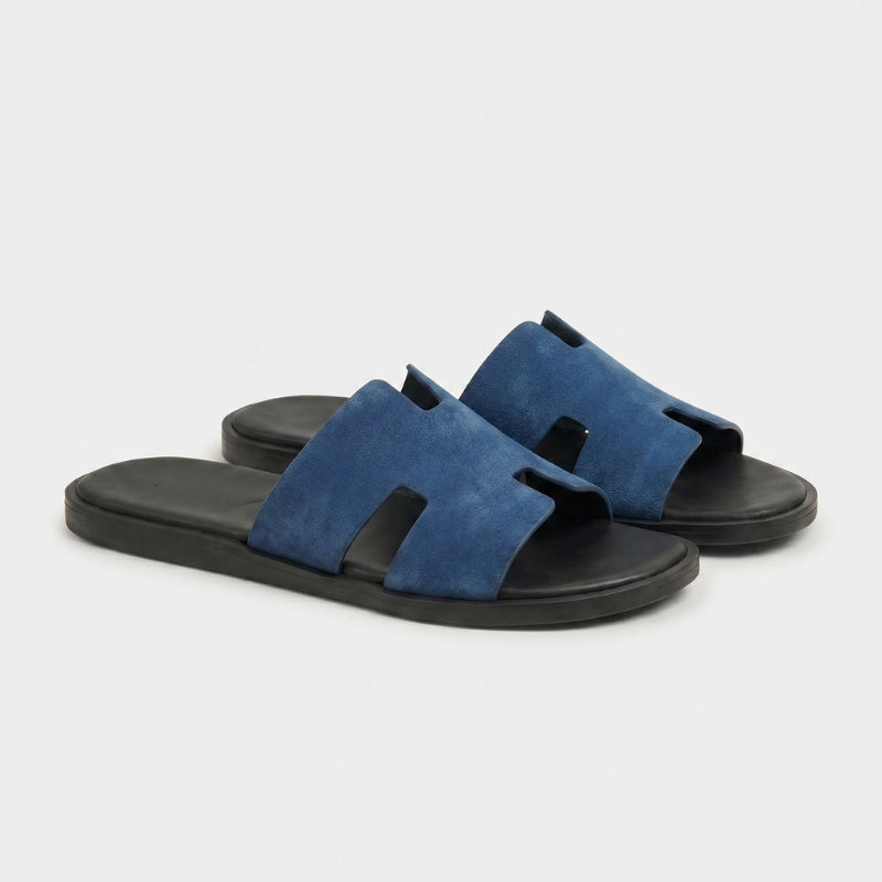 Monaco Slide Suede Denim Blue