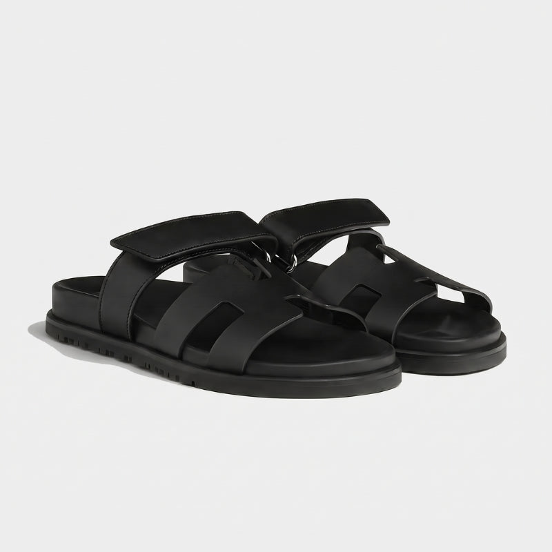 Cannes Slide Leather Onyx Black