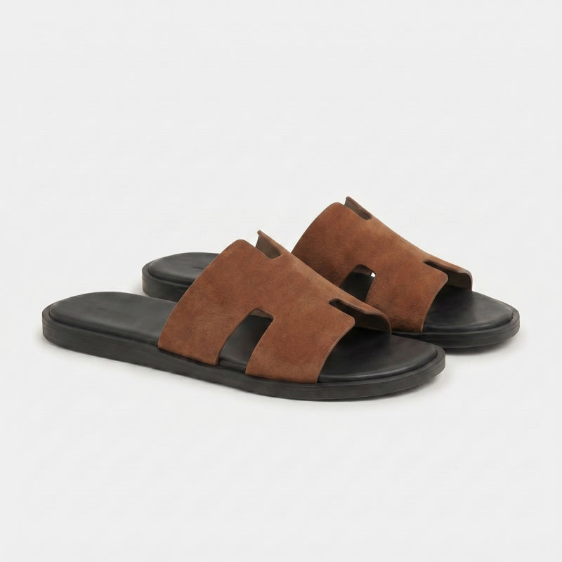 Monaco Slide Suede Cognac Brown