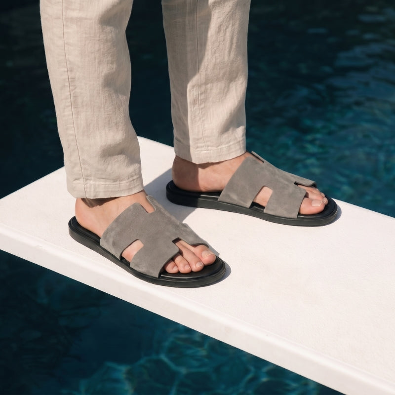 Monaco Slide Suede Stone Taupe