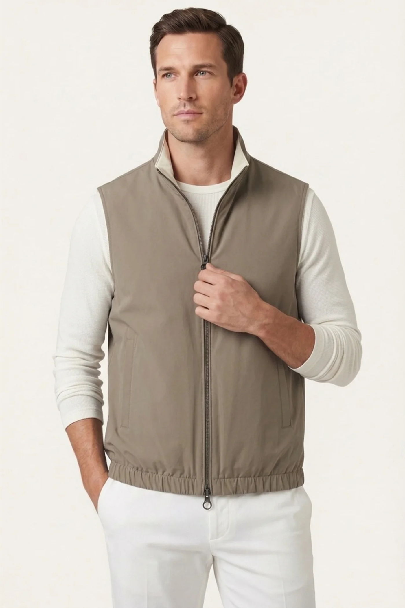 Bergamo Reversible Gilet Cream Taupe