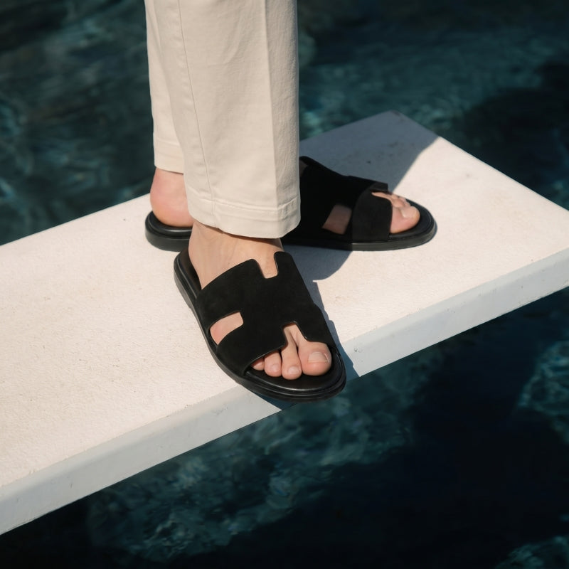Monaco Slide Suede Onyx Black