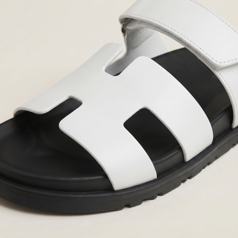 Cannes Slide Leather White Black