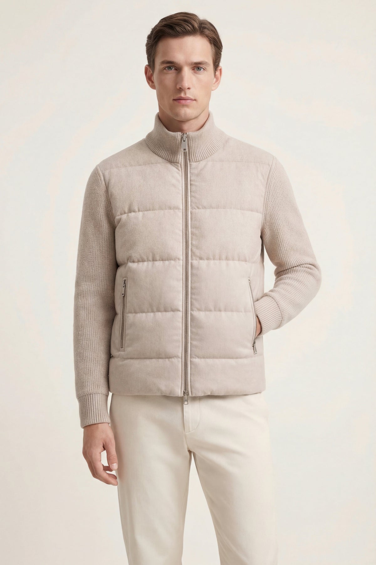 Modena Quilted Knit Jacket Ivory