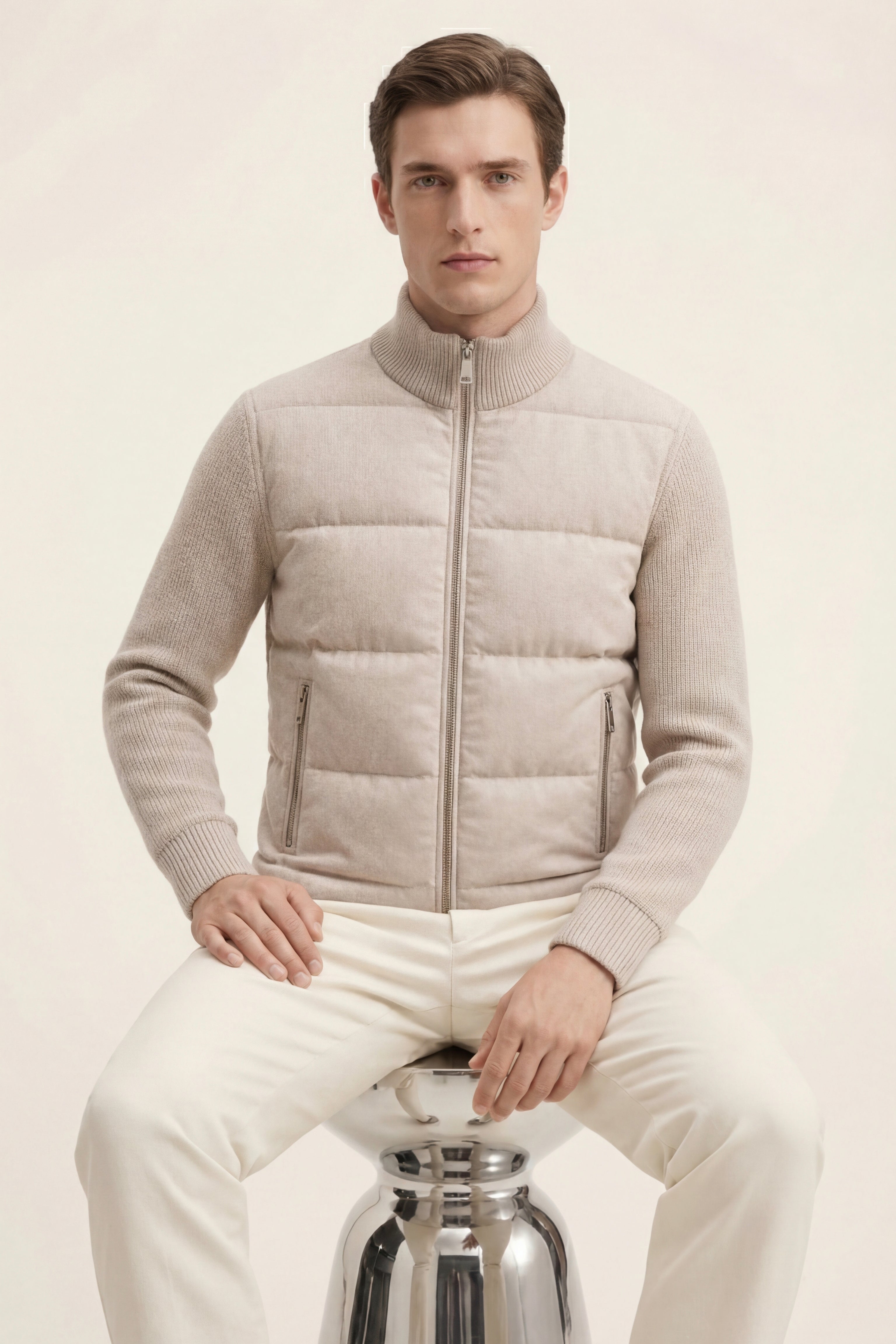 Modena Quilted Knit Jacket Ivory