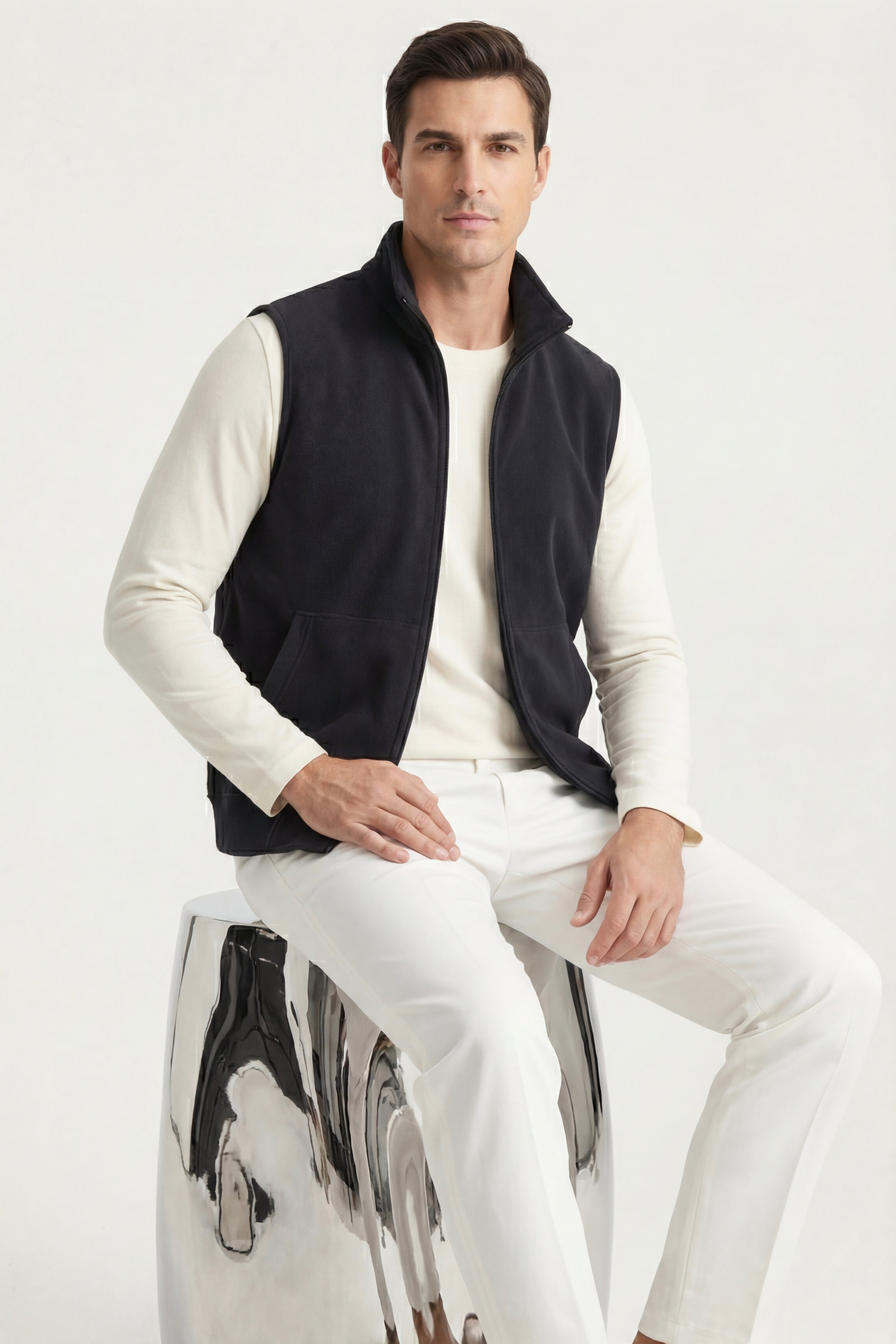 Livigno Brushed Fleece Vest Black
