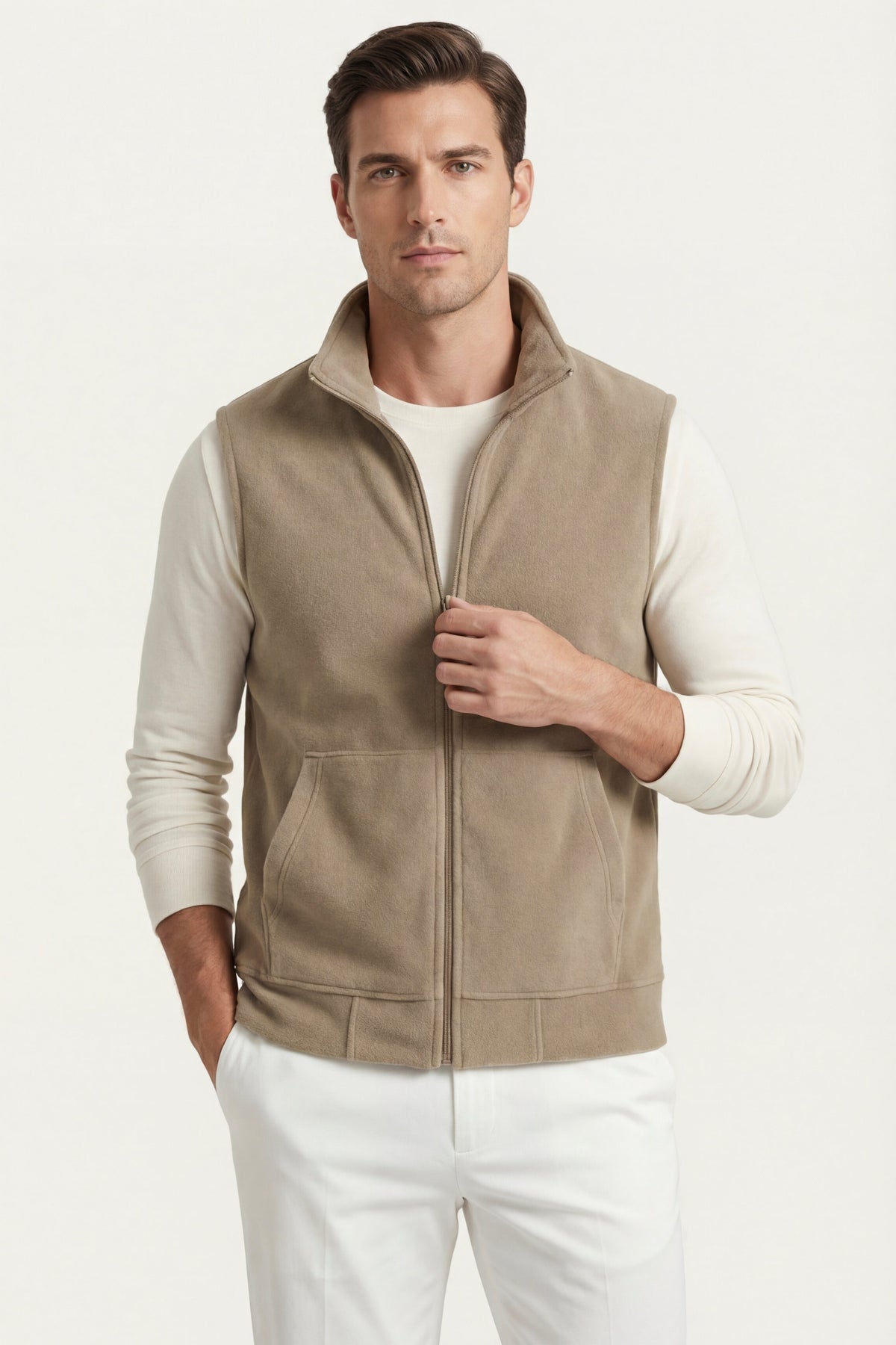 Livigno Brushed Fleece Vest Beige